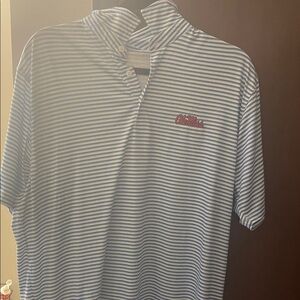 Antigua Blue and White Striped Polo
